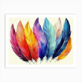 Hand Painted Watercolor Feathers Painting Art Print