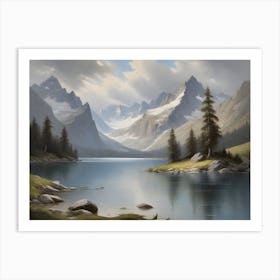 Alpine Mountain Lake Nature Art Print