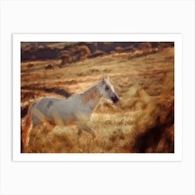 Horse Running Through Field Art Print