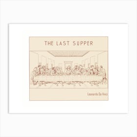 Line Art Minimalist – The Last Supper – Leonardo Da Vinci – Classic Painting 1 Art Print