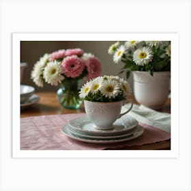 Table Setting With Flowers Art Print