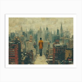 Urban Rhapsody: Collage Narratives of New York Life. Man On Ledge Art Print