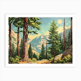 Retro Wooded Pines 8 Art Print