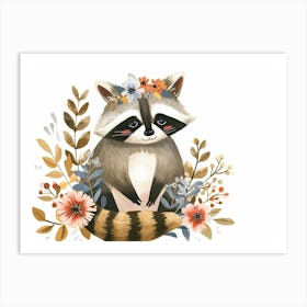 Little Floral Raccoon 3 Art Print