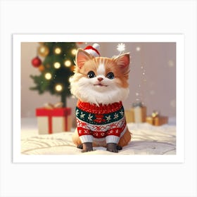 Christmas Cat 3 Art Print