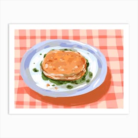 A Plate Of Lasagna, Top View Food Illustration, Landscape 2 Art Print