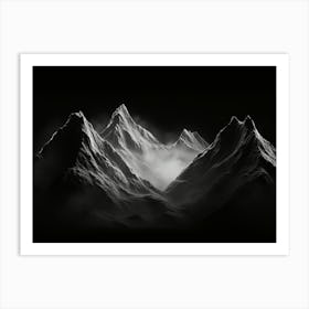 Black And White Mountain Range Art Print