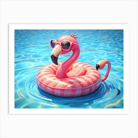 Flamingo Pool Float Art Print