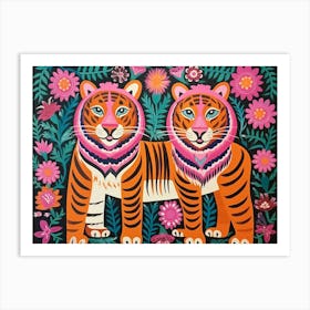 Sumatran Tiger 1 Folk Style Animal Illustration Art Print