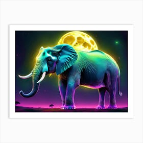 Elephant In The Moonlight Art Print