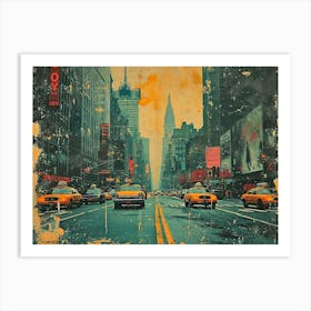 Urban Rhapsody: Collage Narratives of New York Life. New York City Taxis Art Print