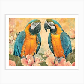 Floral Animal Illustration Macaw 4 Art Print