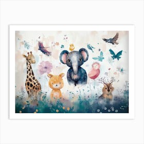 Animals And Pastel Colors 1 Art Print