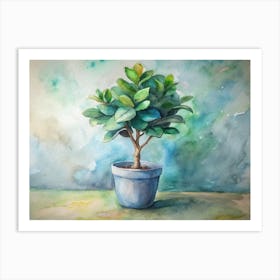 Watercolor Of A Potted Plant 1 Art Print