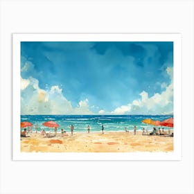 Watercolor Of A Beach 11 Art Print