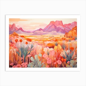 Landscape Desert And Cactus Painting 3 Art Print