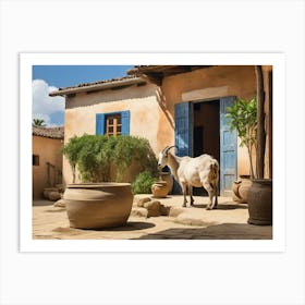 Goat In Front Of A House 1 Art Print