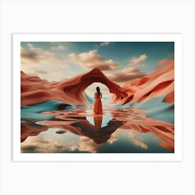  Ai Generated Woman In A Desert Art Print