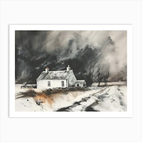 Dramatic Sky and House In The Snow Art Print