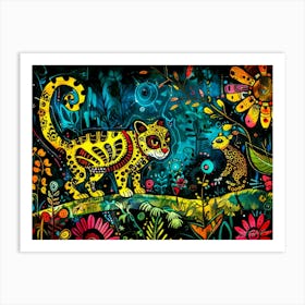 Serengeti Wild Cat - Jungle Cat Batik Art Print