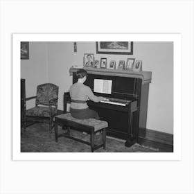Lois Madsen Playing The Piano In The Home Of Her Father, Harry Madsen, Owner Operator Of Three Hundred And Art Print