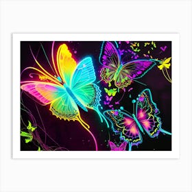 Neon Butterflies 3 Art Print