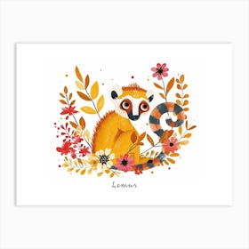 Little Floral Lemur 3 Poster Art Print