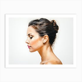 Side Profile Of Beautiful Woman Oil Painting 74 Art Print