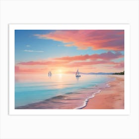 Sunset On The Beach Paintings Art Print 11 Art Print