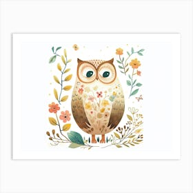 Little Floral Owl 5 Art Print