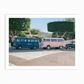 Dark blue, Pink Hippie Vans and a blue Beetle // Ibiza Travel Photography Art Print