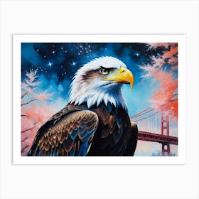 Sea Eagle Aa Bridge by Night in High Quality Impressionism Color Brushstroke Art Print