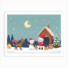 Santa Claus And His Dog Art Print