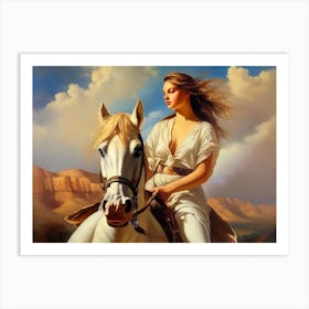 Woman Riding A Horse 7 Art Print
