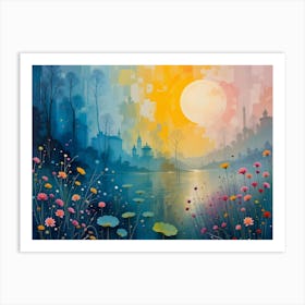 Moonlight At The Lake Art Print