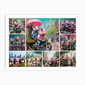 Pigs On Motorcycles Art Print