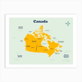 Canada States Map Art Print