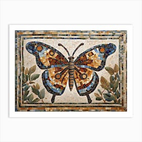 Roman Mosaic Butterfly IV Art Print