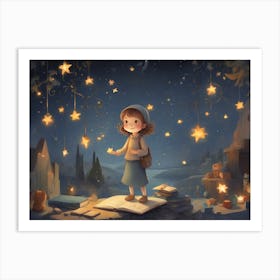 Little Girl With Stars Art Print