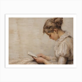 Young Girl Reading Vintage Art Print