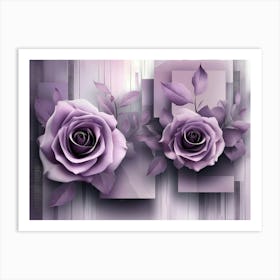 3D Purple Roses Art Print