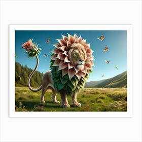 Lion-Flower Fantasy Art Print