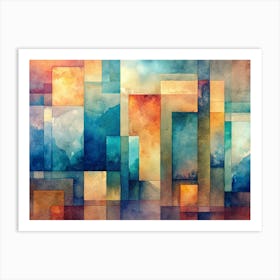 Abstract Geometric Watercolor Painting Art Print