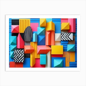 Colorful 3d Geometric Shapes and Patterns Art Print