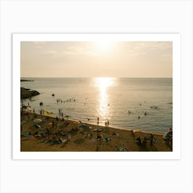 People enjoying Italian beach at sunset | Monopoli | Italy Art Print