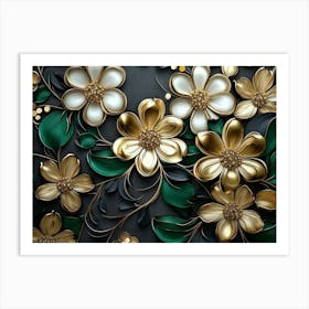 Gold Flowers 53 Art Print