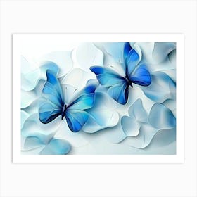 Two 3d Blue Butterflies Art Print