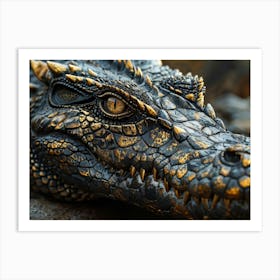 Majestic Earth Dragon Embodying The Strength And Bravery Of A Large King From Its Black Brown And Art Print