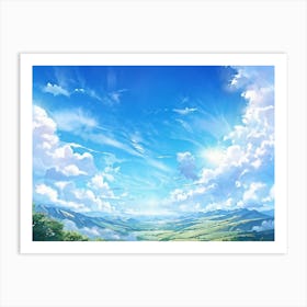 A Panorama Of A Crisp Clear Sky On A Sunlit Day The Vast Cloudscape Spreading Out Unfurling Artist (2) Art Print