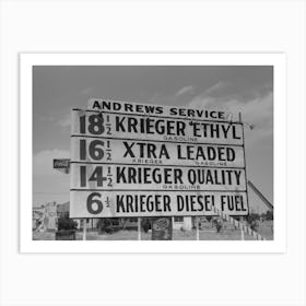 Price Sign Of Gasoline On Highway 6 Inyo County, California By Russell Lee Art Print